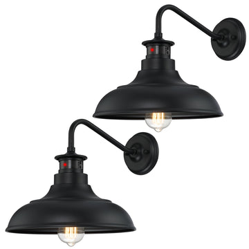 Motion Sensor Outdoor Gooseneck Sconce, Matte Black, 2 Pack