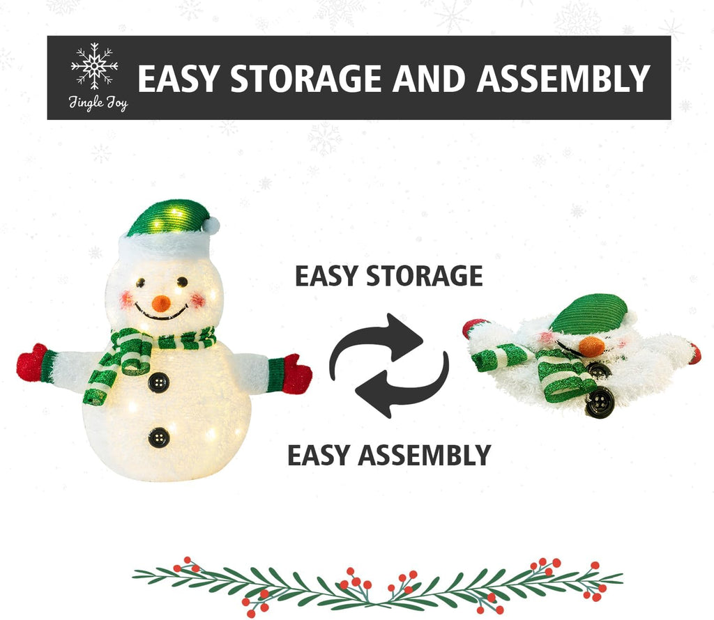 3-Piece 32-Inch LED Lighted Outdoor Snowman Family Set - Weather-Resistant Christmas Yard Decorations with Ground