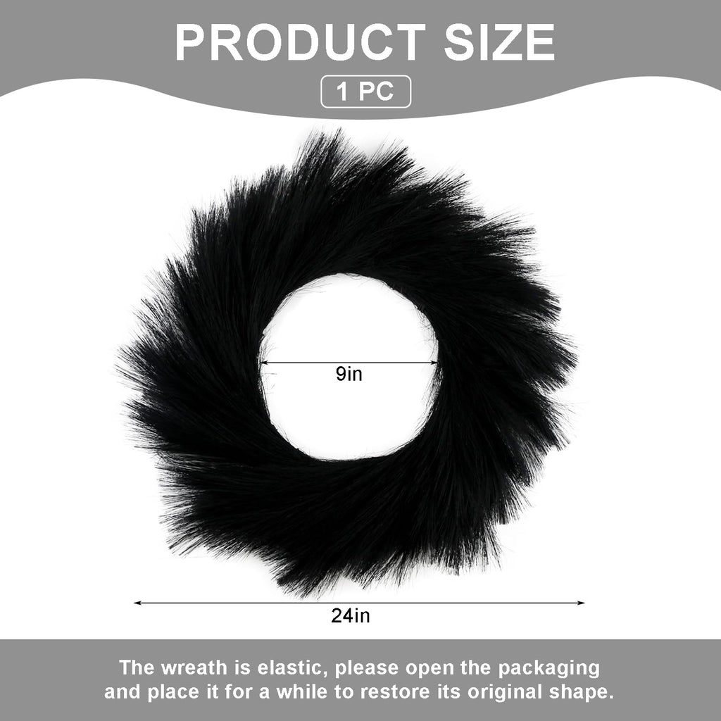 Pampas Grass Wreath 24 Inch Farmhouse Wreath for Front Door Black
