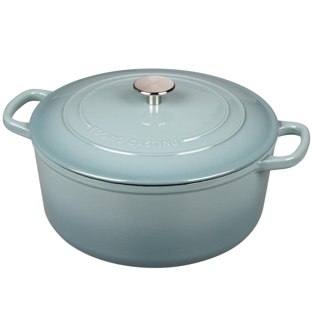 Enameled Dutch Ovens Cast Iron Dutch Oven Pot with Lid for Bread Baking, Cook, Dual Handle, 7 Quart, Seasalt