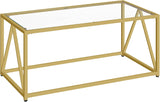 Glass Coffee Table, Gold Coffee Tables, Gold Glass Coffee Table,1 Layer Center Table, Modern, 39.4 x 19.7 x ...