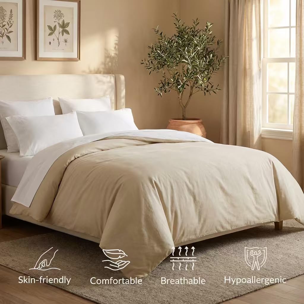 Duvet Cover King Size, 100% Egyptian Cotton 1000 Thread Count Ultra Soft 3-Piece Duvet Cover Set with Zipper Closure