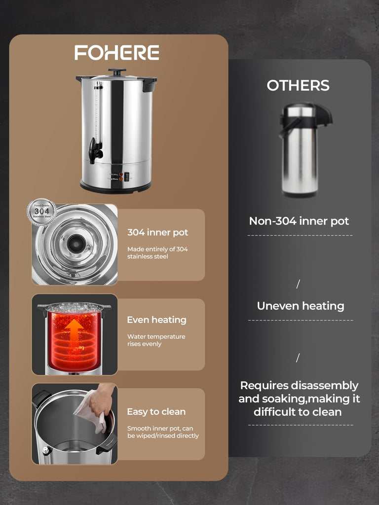 Coffee Urn 150 Cups Commercial, 15L Electric Beverage Dispenser
