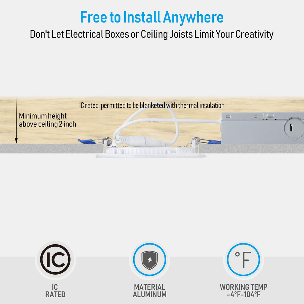 Ultra-Thin LED Recessed Light, 5000K Daylight