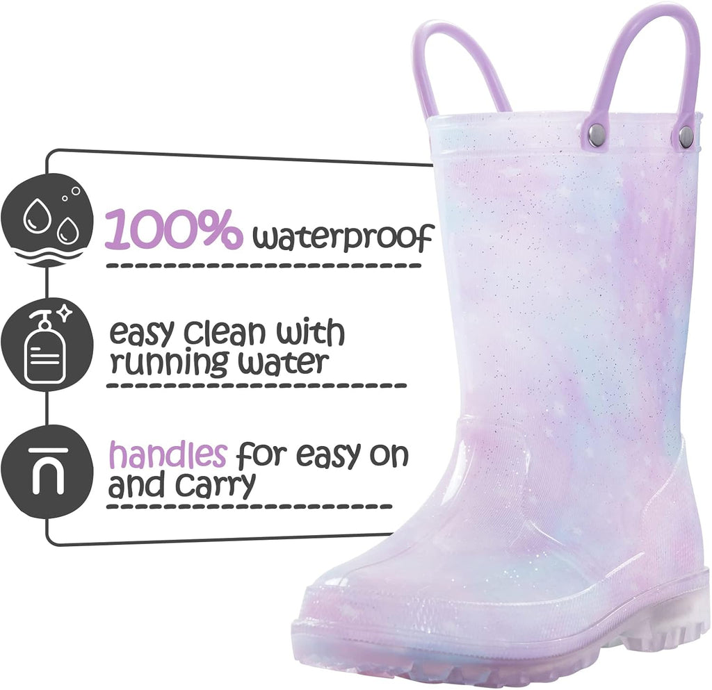 Toddler Light Up Rain Boots for Girls Boys Waterproof Rain Boots