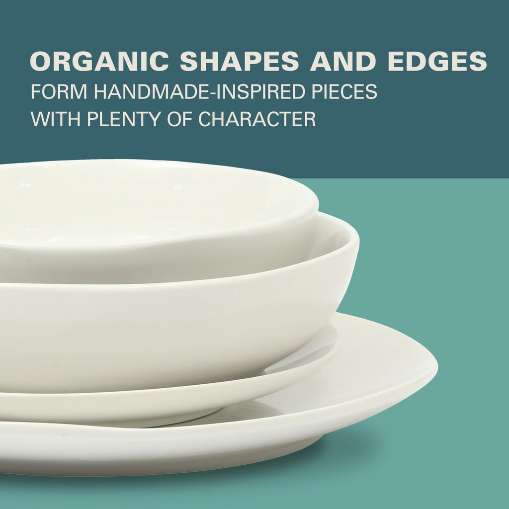 Lindendale 16 Piece Porcelain Ceramic Plates and Bowls Dishes Scratch and Chip Resistant Service for 4