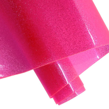 Pink Transparent Glitter Vinyl Roll, 0.7 mm Solid Clear PVC Jelly Vinyl Crafts Fabric, 12"×48"