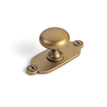 Antique Brass Zinc Alloy Cabinet Knob with Backplate - Single Hole Center Cabinet Pull Hardware, 6 Pack(8611-G013)