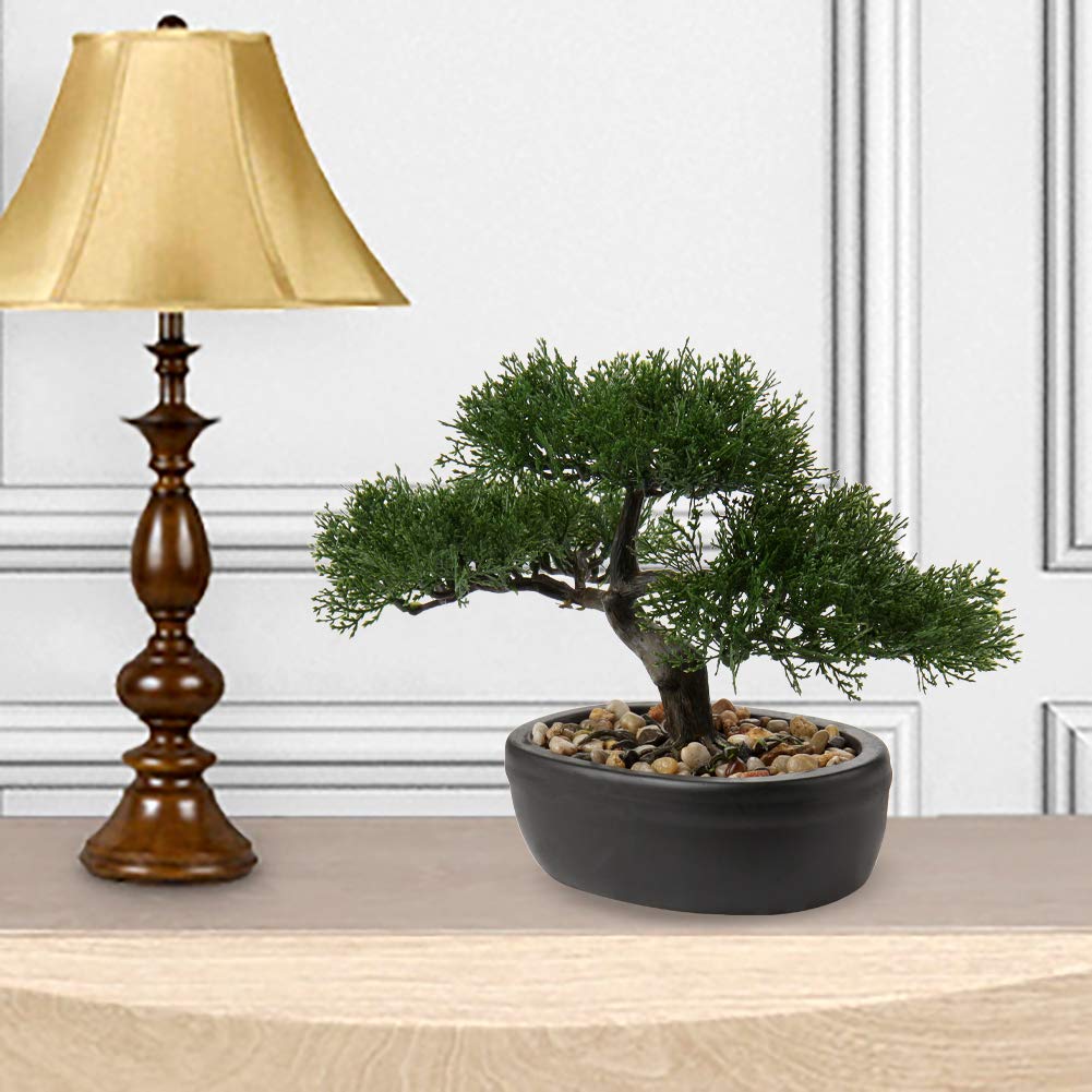 Artificial Bonsai Tree Juniper Faux Plants Indoor Small Fake Plants Decor with Ceramic Pots Table Office Desk