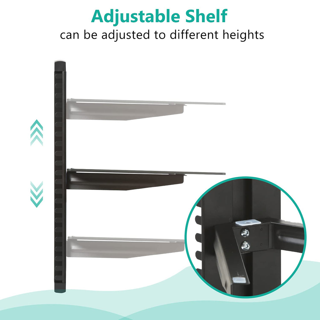 1 Tier Glass Floating TV Wall Shelf for Projector, DVD Players