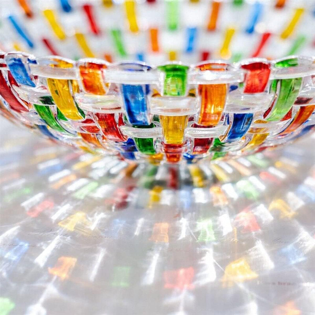 Hand Painted Colorful Woven Glass Crystal Salad & Fruit Bowl Decoration,Centerpiece ,Wedding Decor, Fruit, Snack