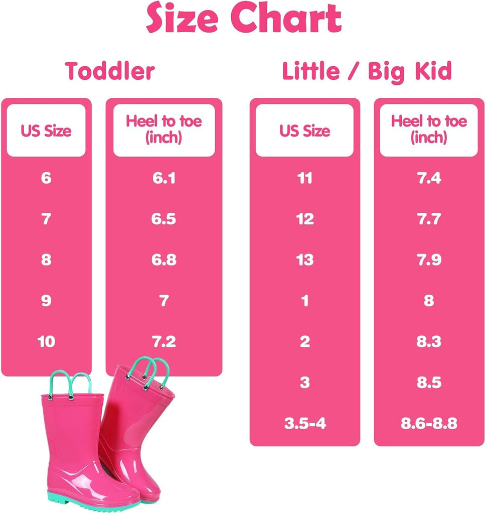 Kids Rain Boots for Boys Girls Waterproof Toddler Rain Boots with Easy-On Handles