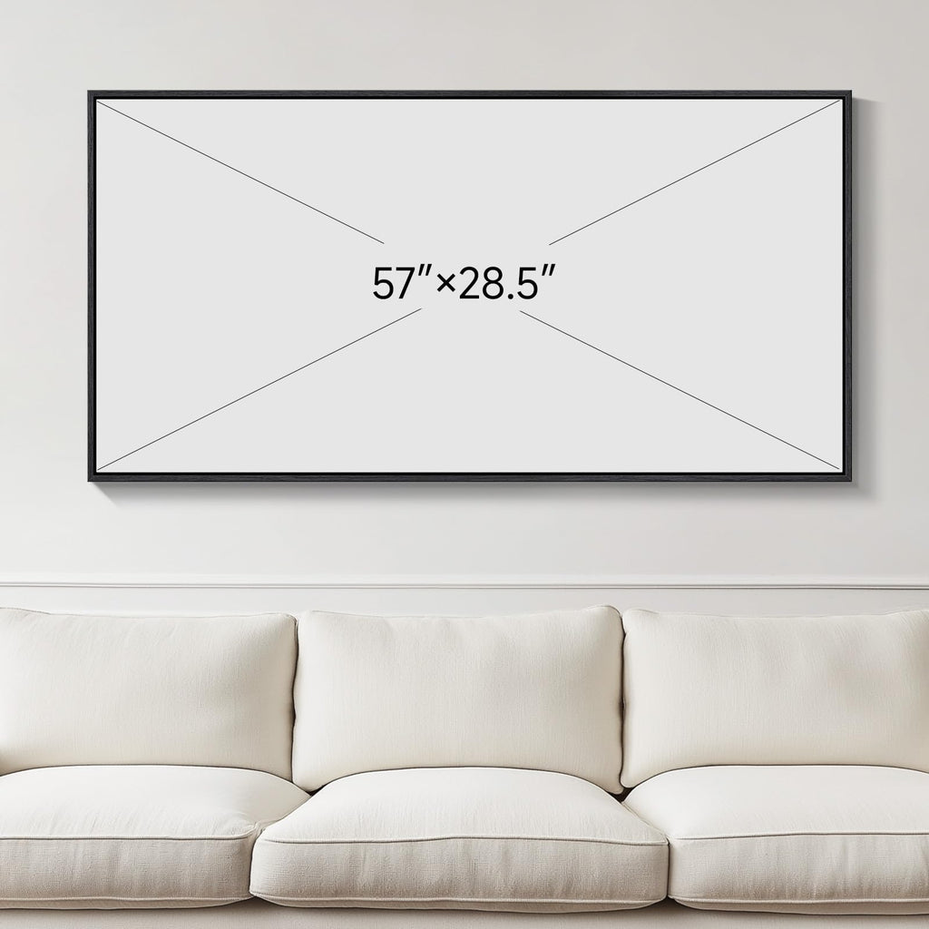 Large Framed Black and White Abstract Wall Art, 30x60 In