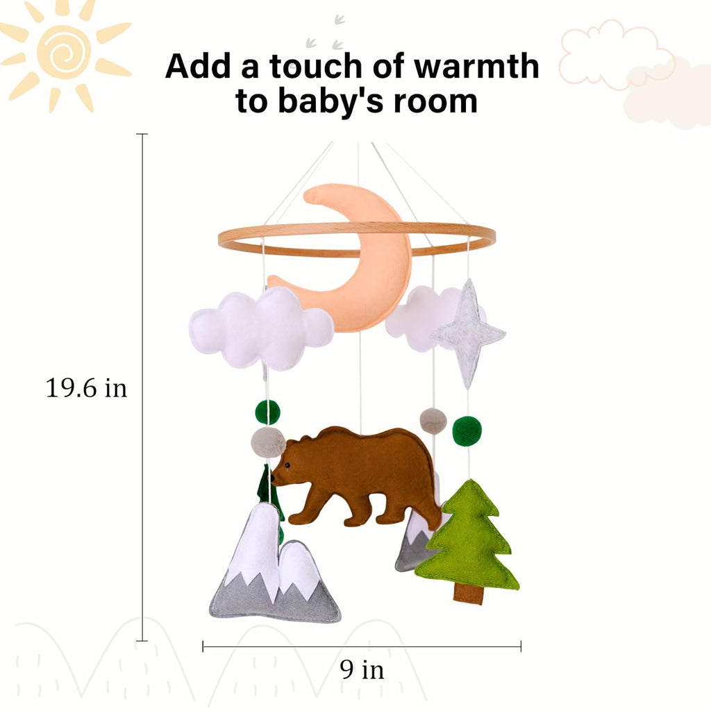 Woodland Baby Mobile, Woodland Mobile for Crib, Bear Crib Mobile for Boys, Nursery Mobile for Bassinet, Pack