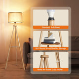 Wood Tripod Floor Lamp with Shelves, Mid Century Floor Lamp with Remote Control,4 Color Temperature