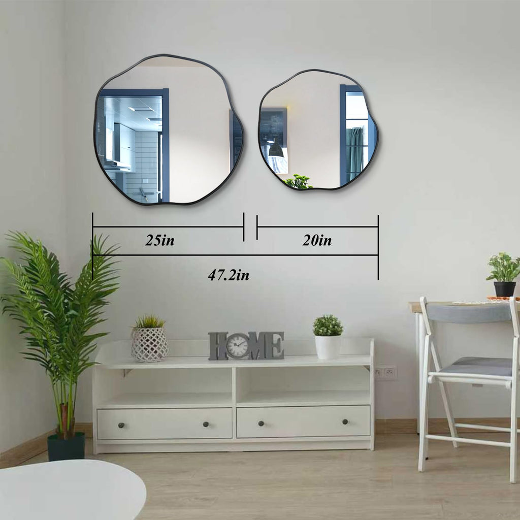 25" Irregular Round Wall Mirror, Scalloped Frameless Mirror