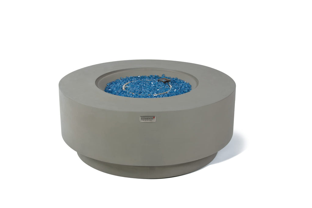 Colosseo Gas Fire Pit Cast Concrete 40" Dia. Round Fire Table, Outdoor Fire Pit Electronic Ignition | Canvas Cover
