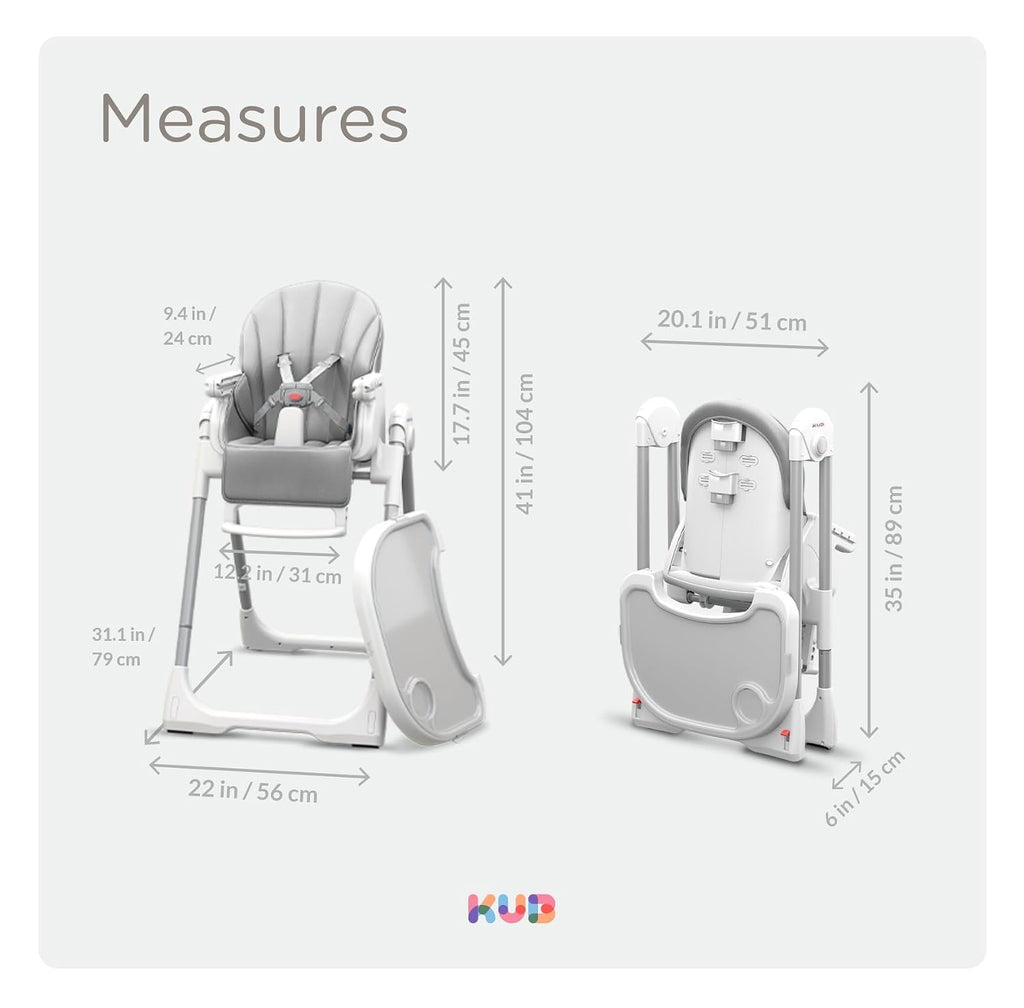 3-in-1 Foldable & Portable Baby High Chair with 2 Lockable Wheels(Grey) | 7 Height & 4 Recline Adjustable High Chairs