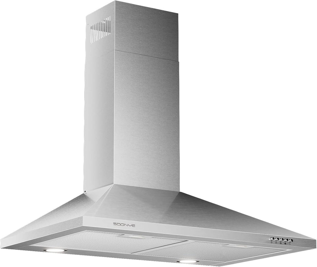 30 Inch Stainless Steel Wall Mount Range Hood 3 Speed LED Lights Convertible Ducted/Ductless