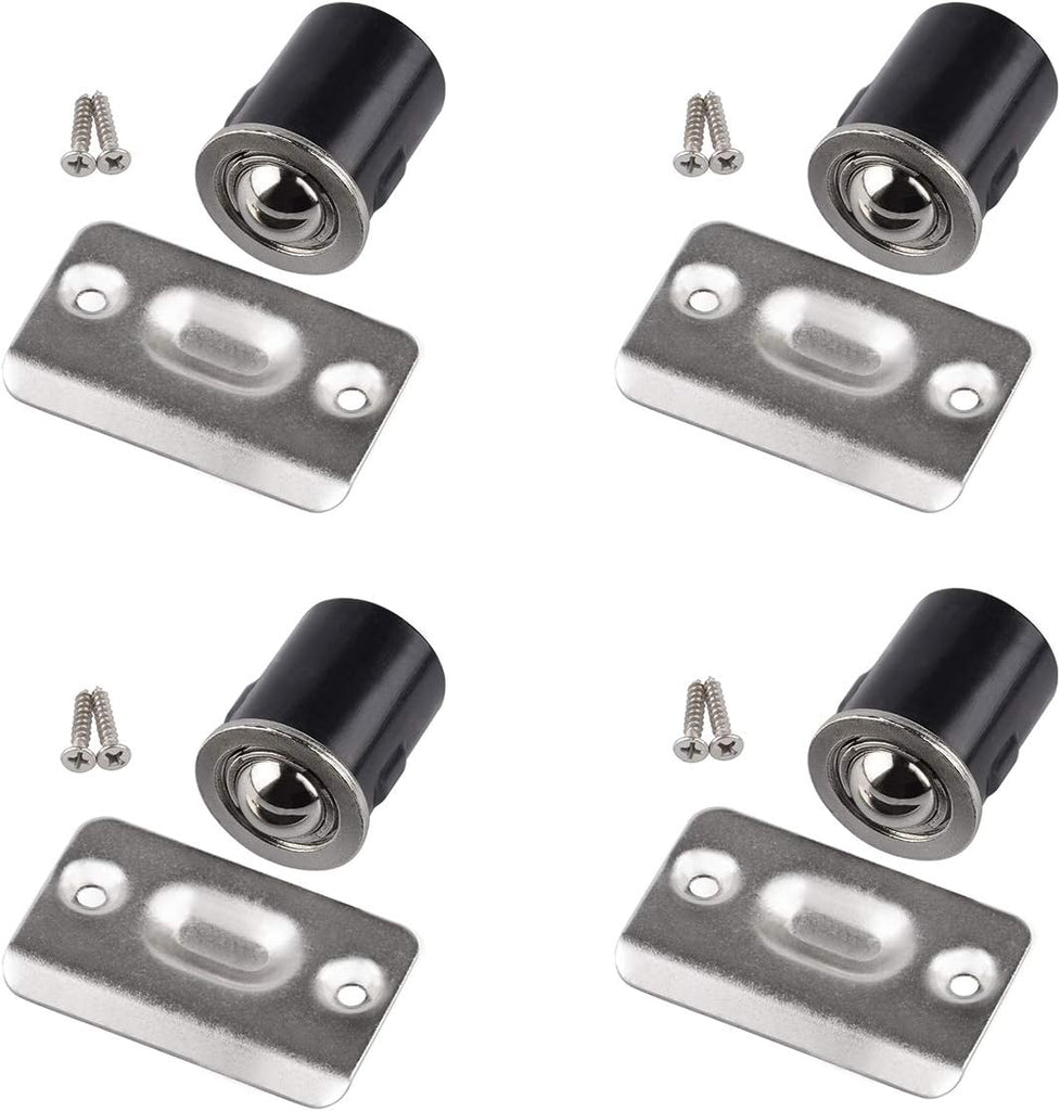 4 Pack Drive in Ball Catch with Strike Plate Doors, Satin Nickel, 13/16 Inch x 1-1/8 Inchs,Die-cast, Adjustable Tension