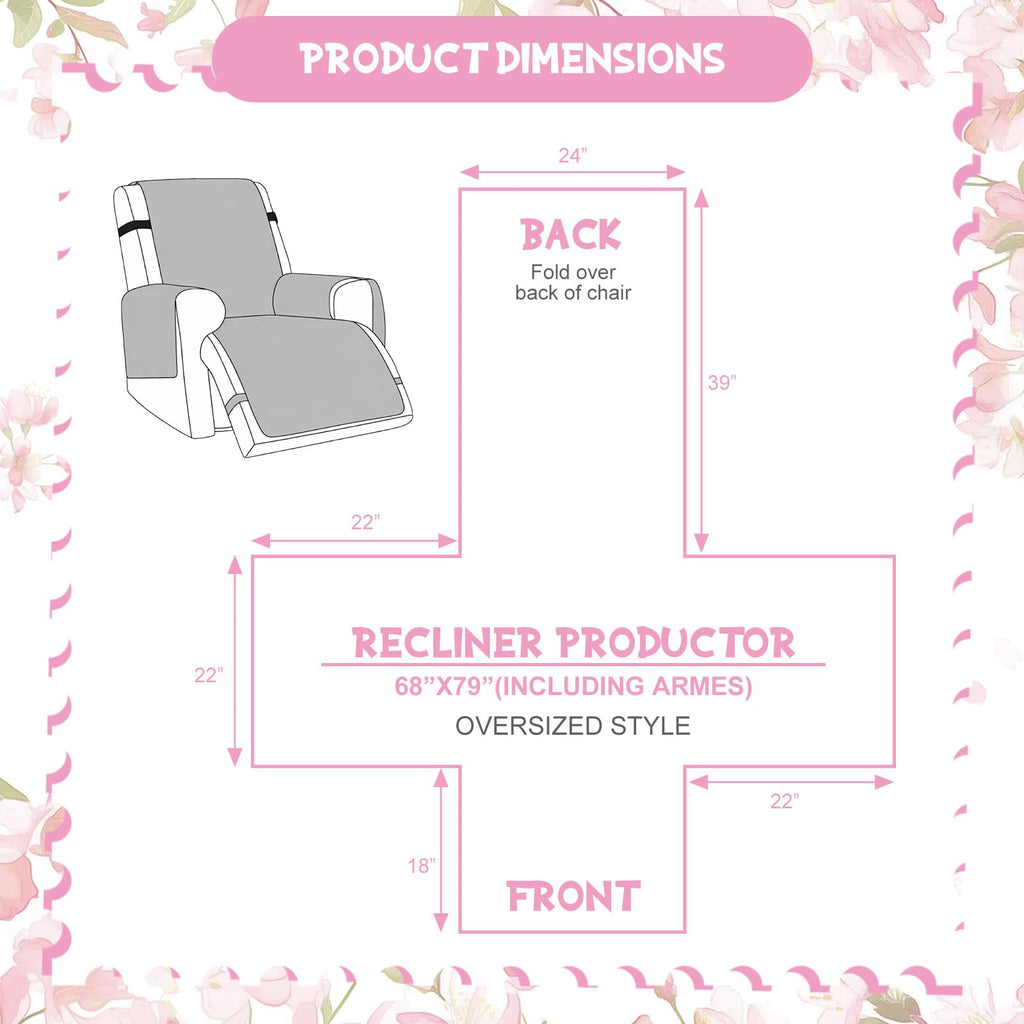Pink Patchwork Recliner Chair Cover Flower Recliner Slipcover