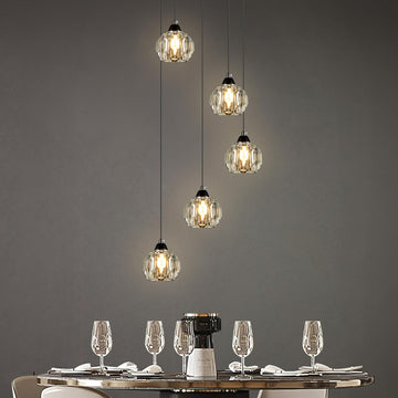Crystal Chandeliers for Dining Room Lights Fixture Over Table, 5-Light Black Modern Pendant Light Fixture_Crystal Chandeliers for Living Room Kitchen Island Staircases Foyer Hallway Bar A116-B0DSVJ53Y6