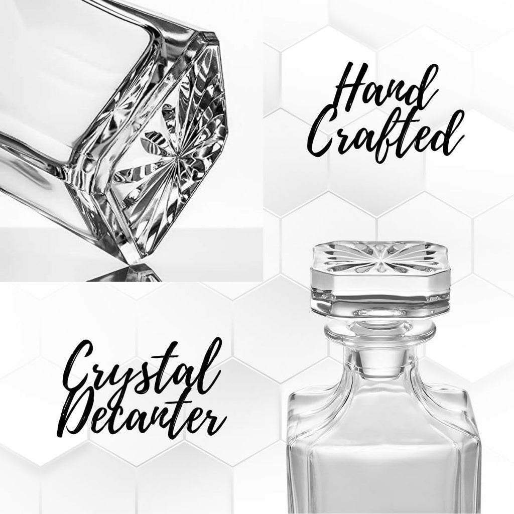 Golf Whiskey Gift Set | Crystal Decenter with 2 Double Wall Crystal Clear Glasses|Perfect Golf Gift Set | 700ml