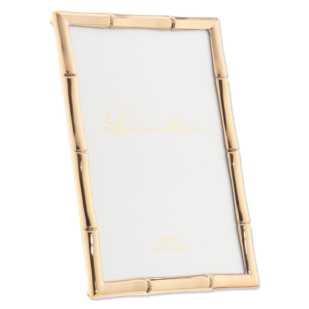 4-Inch W x 6-Inch H Gold Metal Picture Frame with Bamboo Design