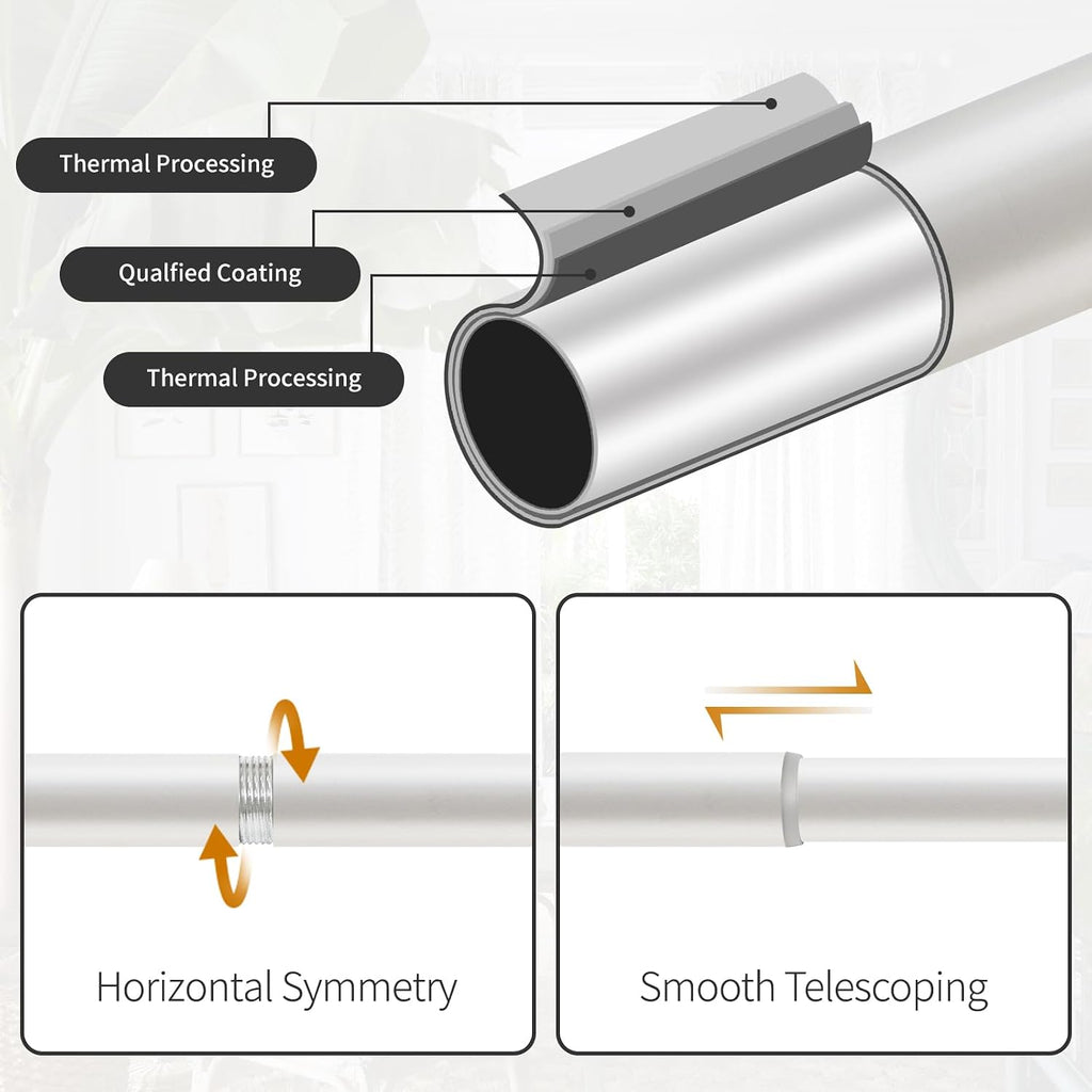 Single Curtain Rod for Windows : 1 inch Diameter Adjustable Curtain Rod, Heavy Duty Curtain Rod