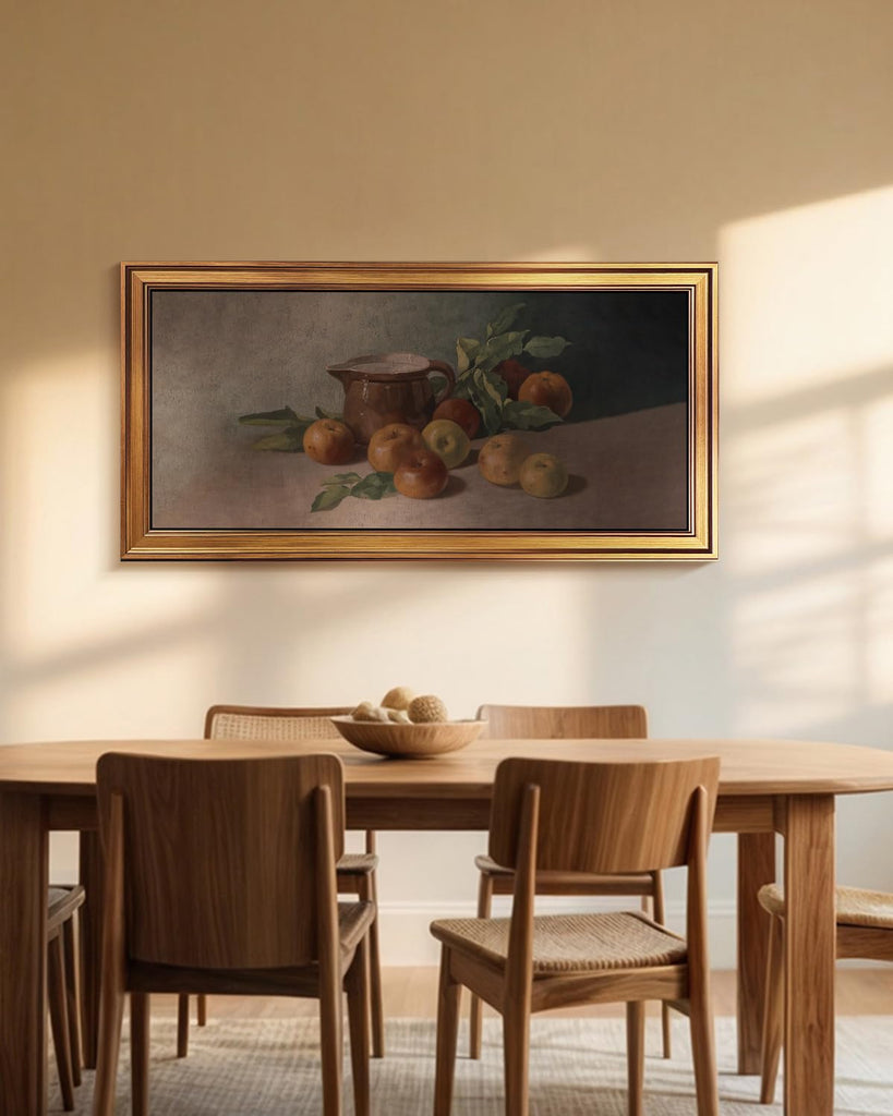 Gold Framed Vintage Wall Art Harvest Apples Still Life Oil Painting Large Cottagecore Room Decor Picture Canvas Print