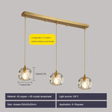 Crystal Chandelier _Light Fixture,All Copper Light Luxury Crystal Lamps Pendant Light,for Bedroom, Hallway, Bar Lighting,3 Heads Long Plate A116-B0BZMKW6GP