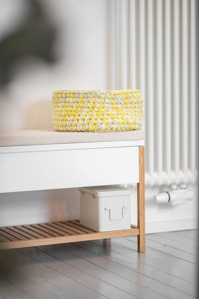 Shoe Bench with Storage Compartment Model Finja, Bench with Seat Padding, Storage Space and Shoe Rack in Scandi Chic