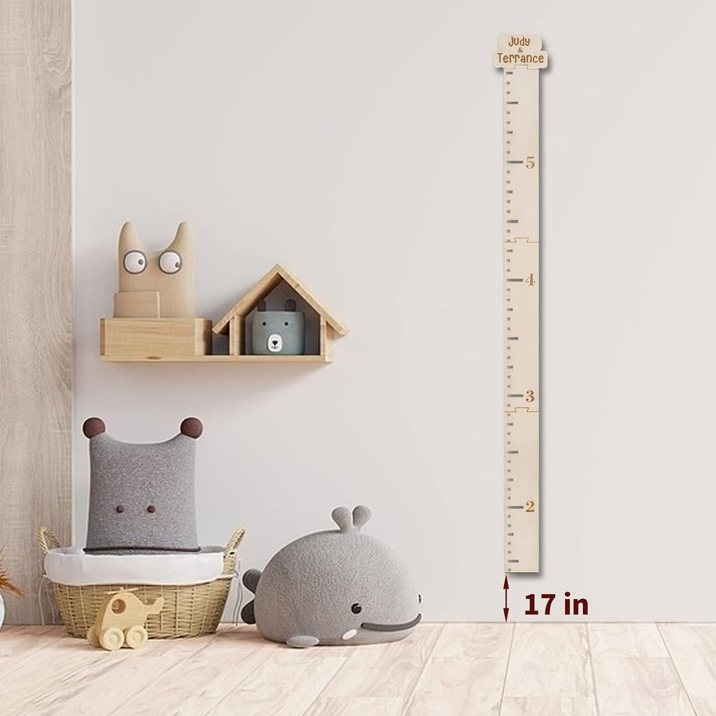Personalized Wooden Growth Height Chart Ruler for kids, Custom Name Growth Chart for Boys and Girls, Laser Engraved