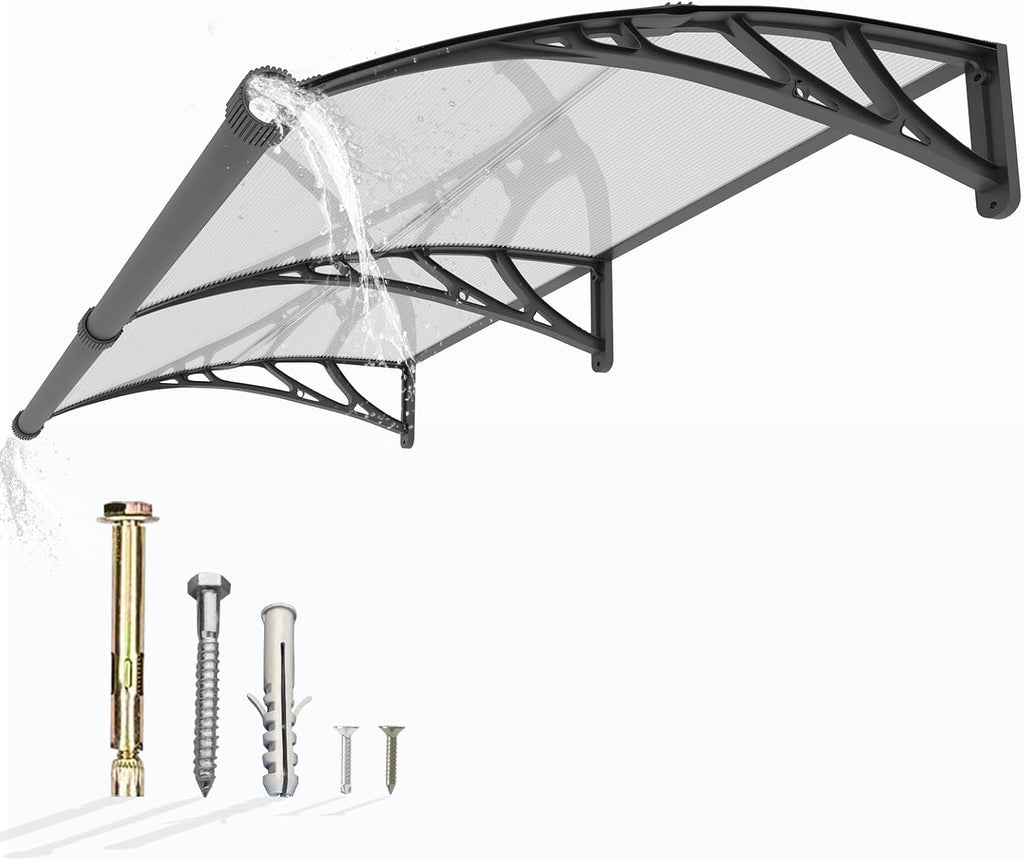 Window Awning Door Canopy 40"x60", Awnings for Doors Polycarbonate Cover Patio Door Awning UV Rain Snow Sunlight