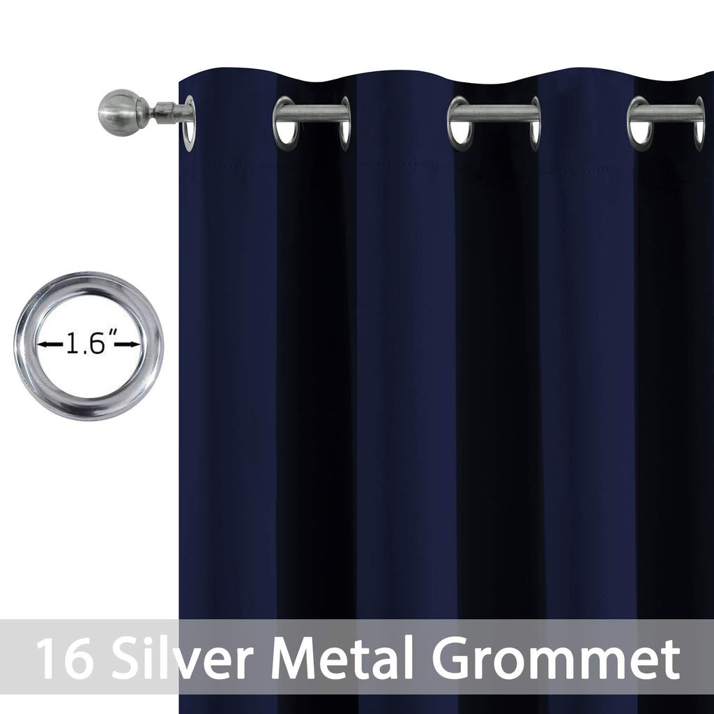 Navy Blue Room Darkening Curtains 84 inch Sliding Door Drapes