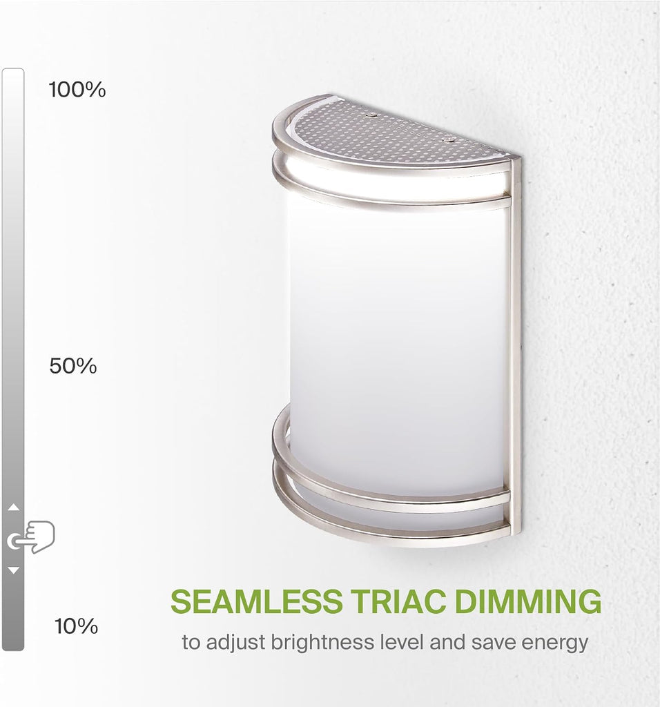 Indoor LED Wall Sconce Lights - 10 Inch 15W Brushed Nickel Modern LED Wall Sconces Hardwired - ETL Dimmable 3000K