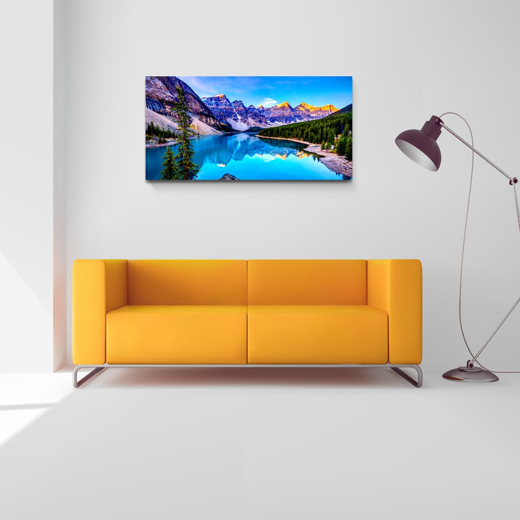 Moraine Lake Canvas Wall Art 57x28 Inches Framed Rocky Mountain Lake Wall Decor Wood Frame Waterproof HD Giclee Print