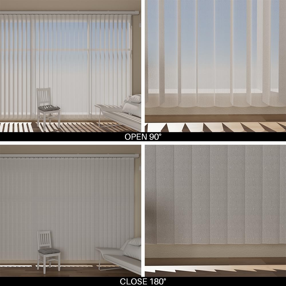 Motorized Sheer Vertical Blinds Compatible with Alexa Google Home, Light Filtering Smart Vertical Blind Sliding Door