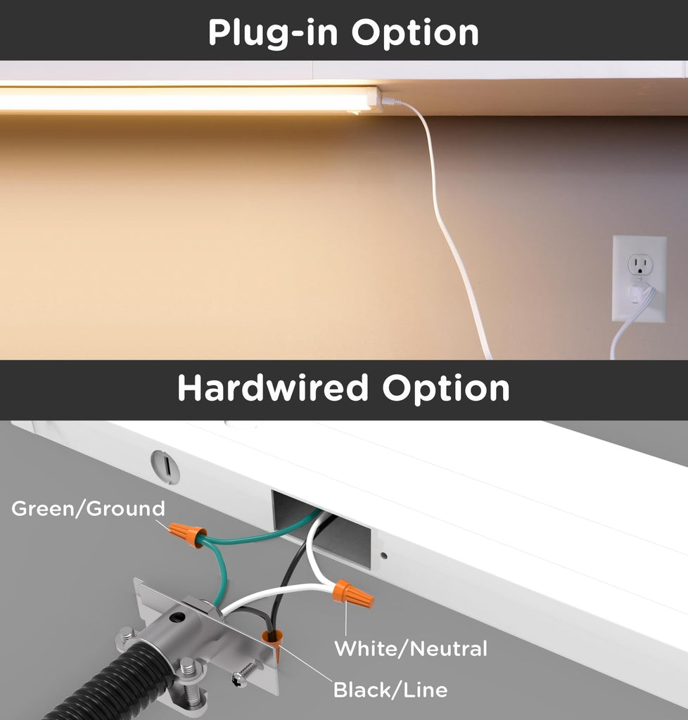 LED Under Cabinet Lighting Hardwired Or Plug in,18 Inch11W 1100LM Super Bright,Dimmable With Dimmer,120V 5CCT