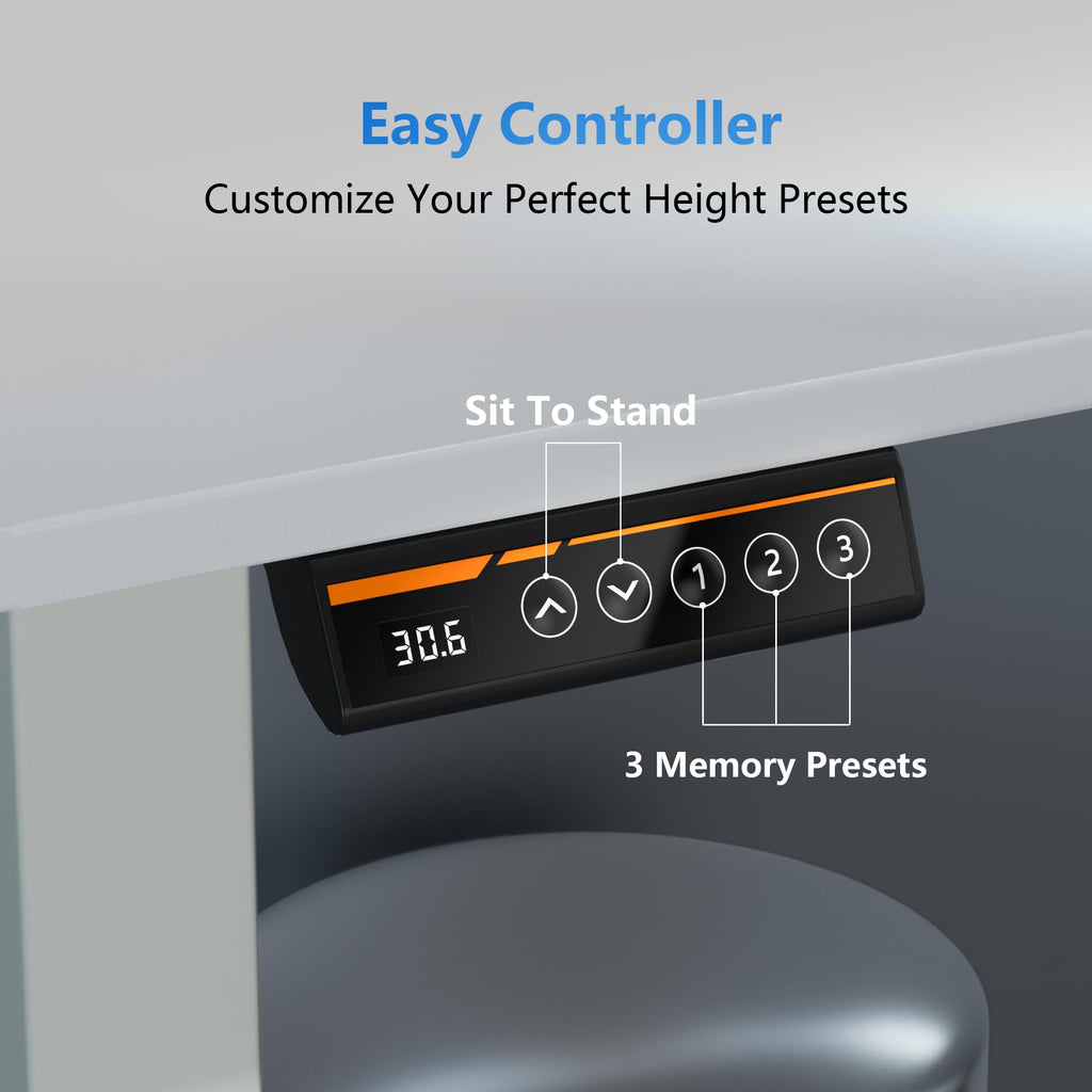 63 x 55 Inch L-Shaped Standing Desk, Electric Corner Workstation White
