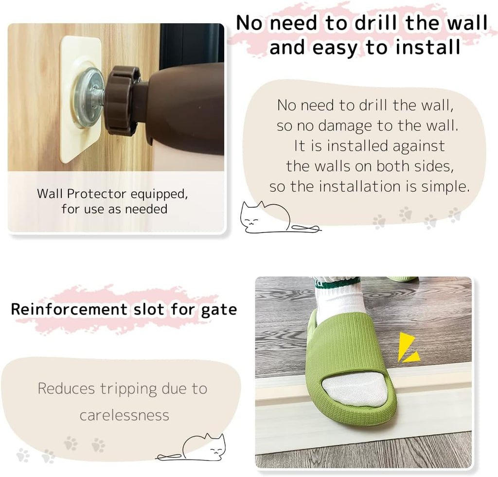 61.02" Extra Tall Pet Gate for Cat Dog 26.38"-30.11" Wide Cream