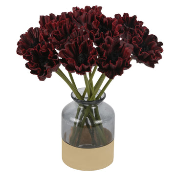 Burgundy Artificial Poppies 10PCS Real Touch Fake Poppies 13" Realistic Maroon Flowres for Veterans Day Floral