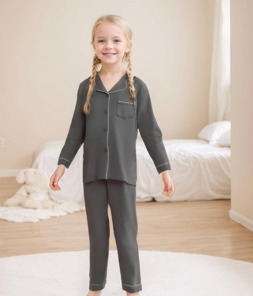 Unisex Kids Pajamas Set Button-Down Long Sleeve for Boys Girls