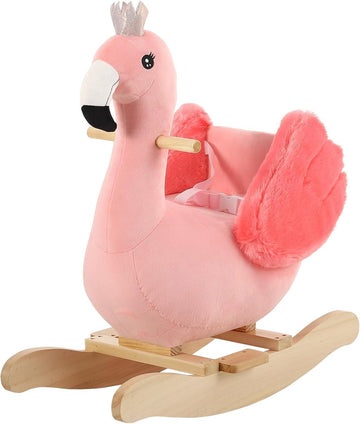Flamingo Baby Rocking Horse for Toddlers 6 Months to 3 Years, Cute & Graceful Pink Swan Rocker for Baby Girl, Stuffed