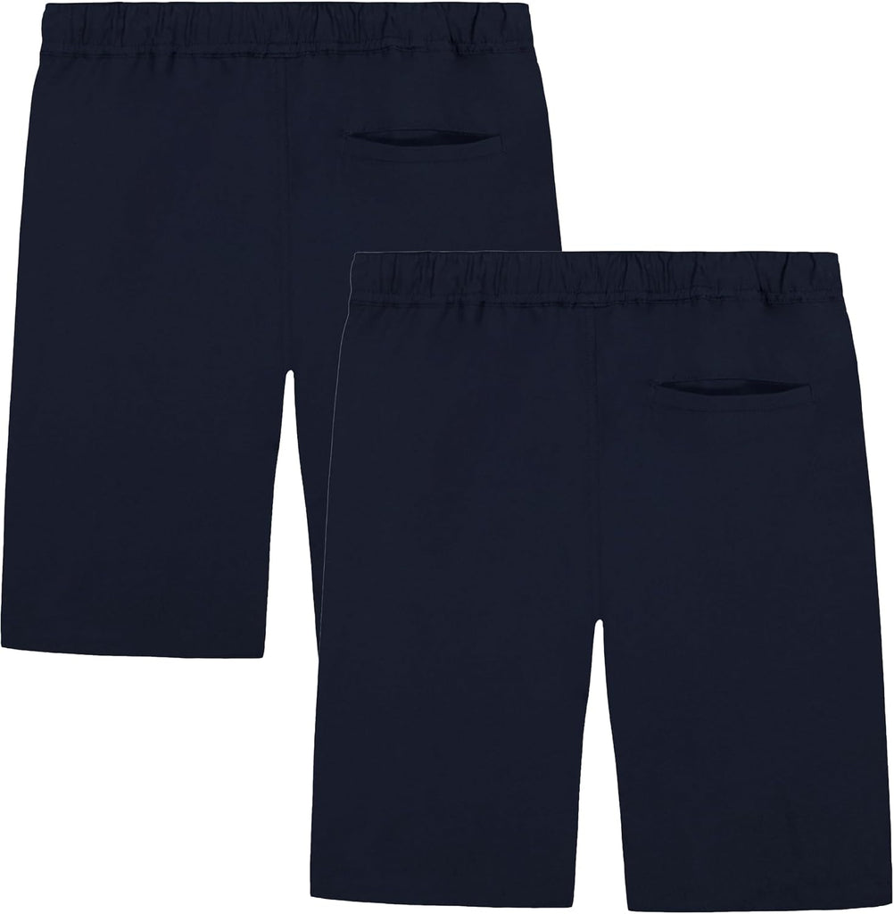 Boys' School Uniform Pull on Stretch Twill Performance Shorts, Drawstring Waist, Pack