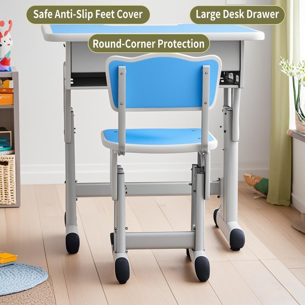 Kids Desk and Chair Set for Boys Girl Study Home School, Blue