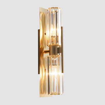 Modern Luxury Crystal Wall Sconce 2-Light Gold Mid Century Brass Wall Lighting Elegant Bedside Wall Lamp Hallway