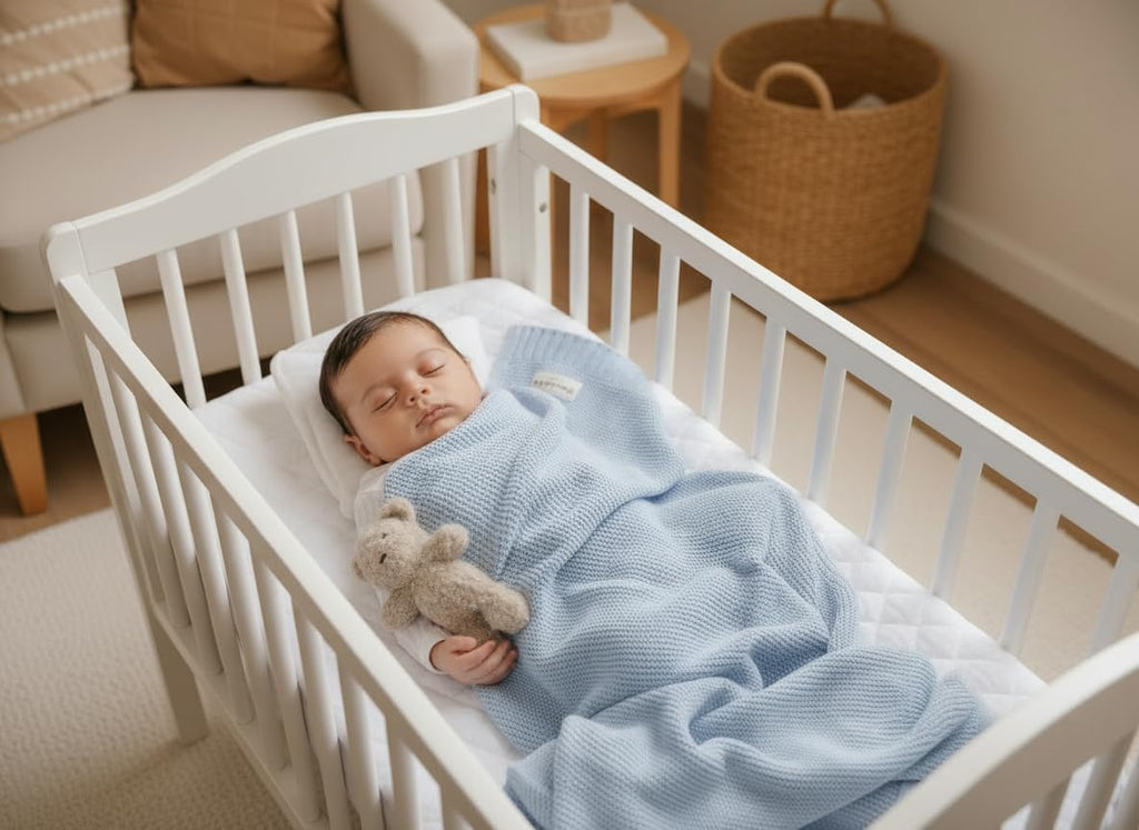 100% Organic Cotton Heritage Knit Textured Baby Quilt Blanket for Boys - Signature Heritage Knit, Soft Breathable