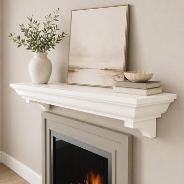 Fireplace Mantel, 60 Inch Rustic Fireplace Shelf with Arched Corbels, 100 lbs Weight Capacity Natural Wood Mantles