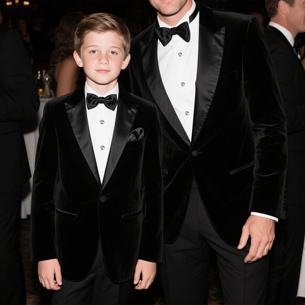 Boys Tuxedo Suit 3 Piece Kids Velvet Formal Suit Set for Prom